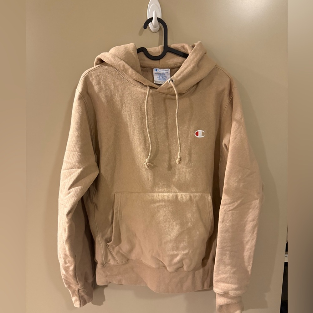 Champion Reverse Weave Small Hoodie Tan